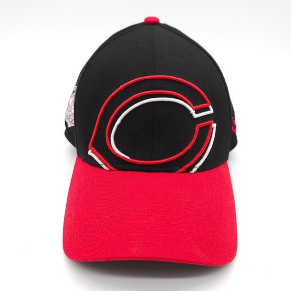 Cincinnati Reds New Era 39Thirty Fitted Size S/M Big C Logo Hat Red Black Cap - Picture 2 of 8